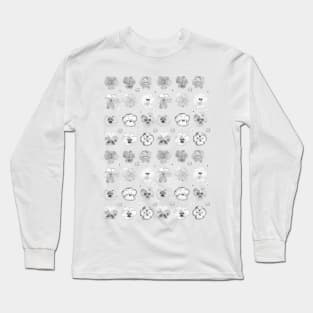 pansies illustration collection black and white Long Sleeve T-Shirt